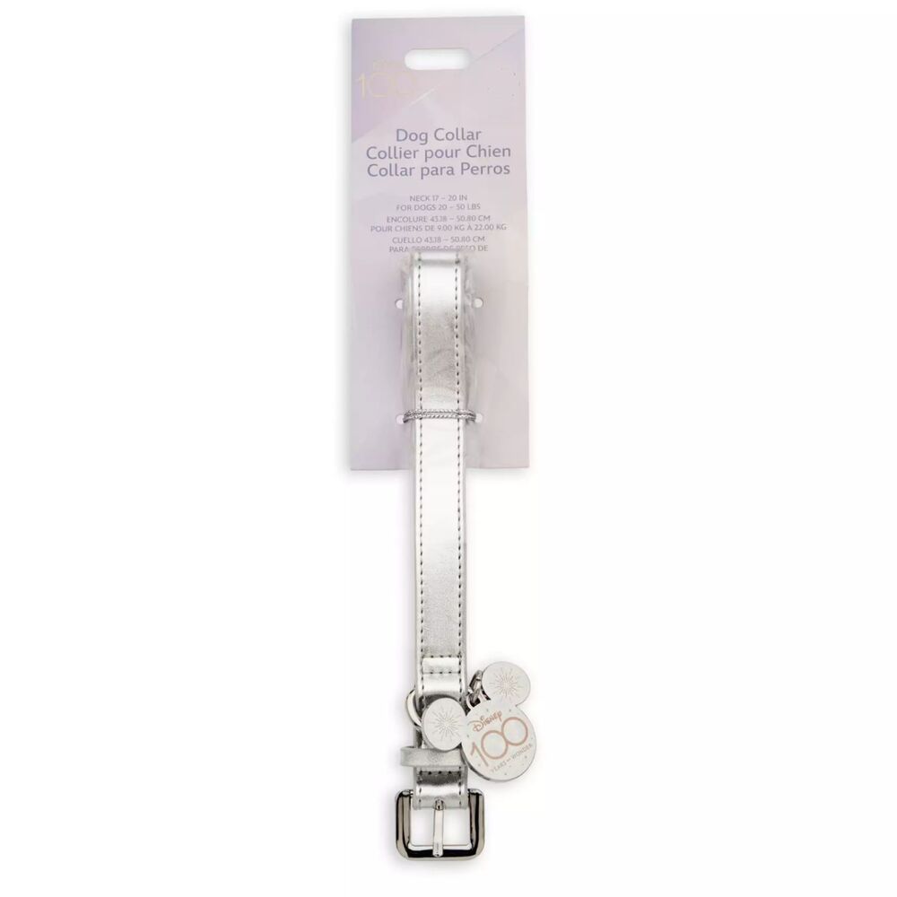 Disney Parks Dog Collar Silver Platinum 100 Year Anniversary Sz Small 10-20 LBS